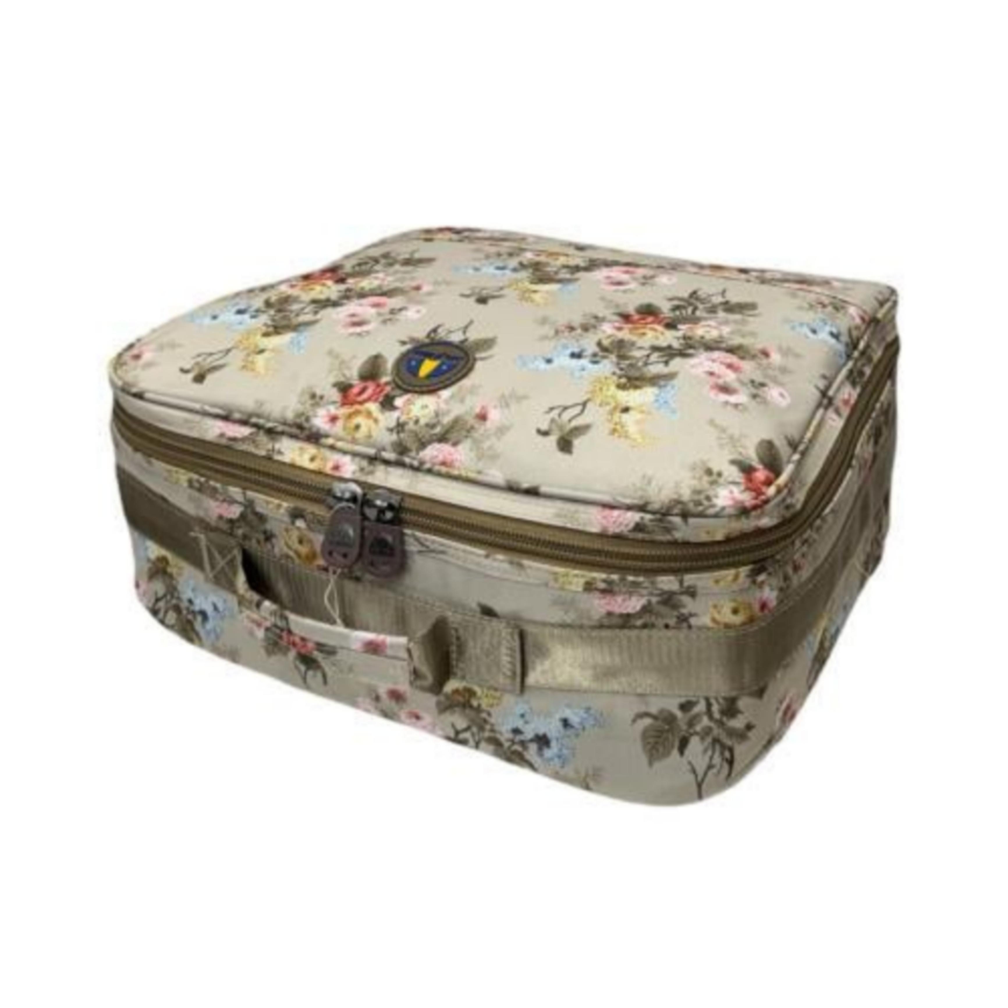 Empty pink L luggage bag