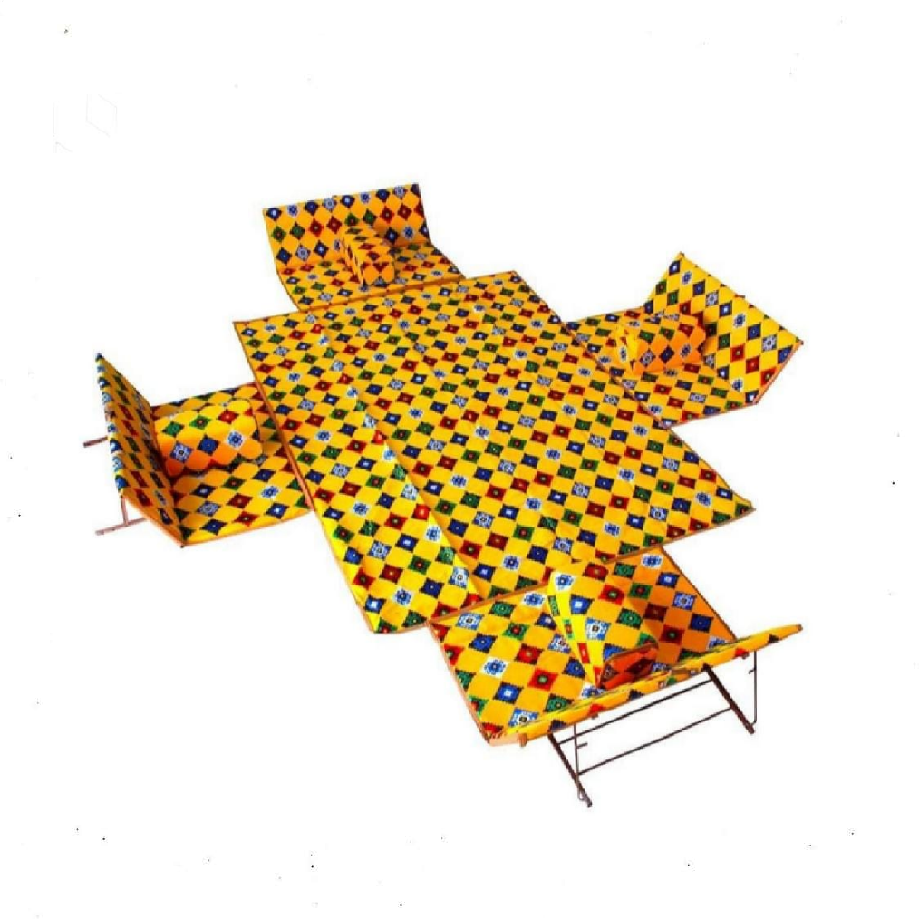 Seating Set with 4 Back cushions 8 Persons Yellow Star