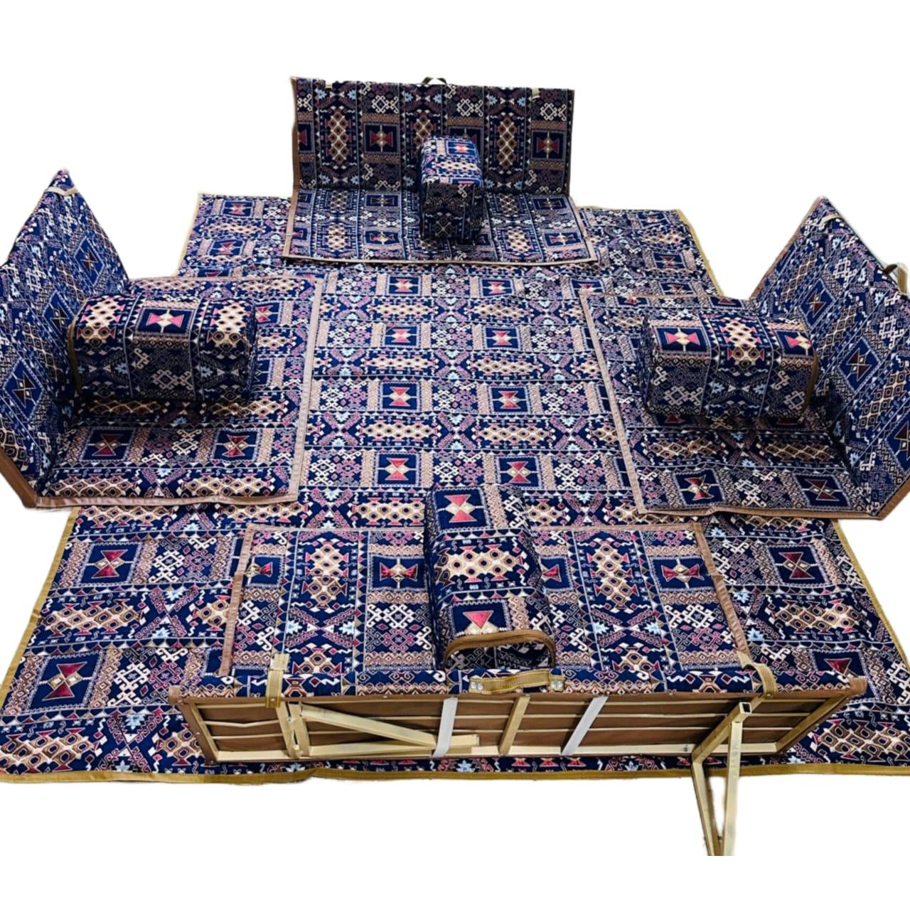 Seating Set with 4 Back cushions 8 Persons Blue Festive
