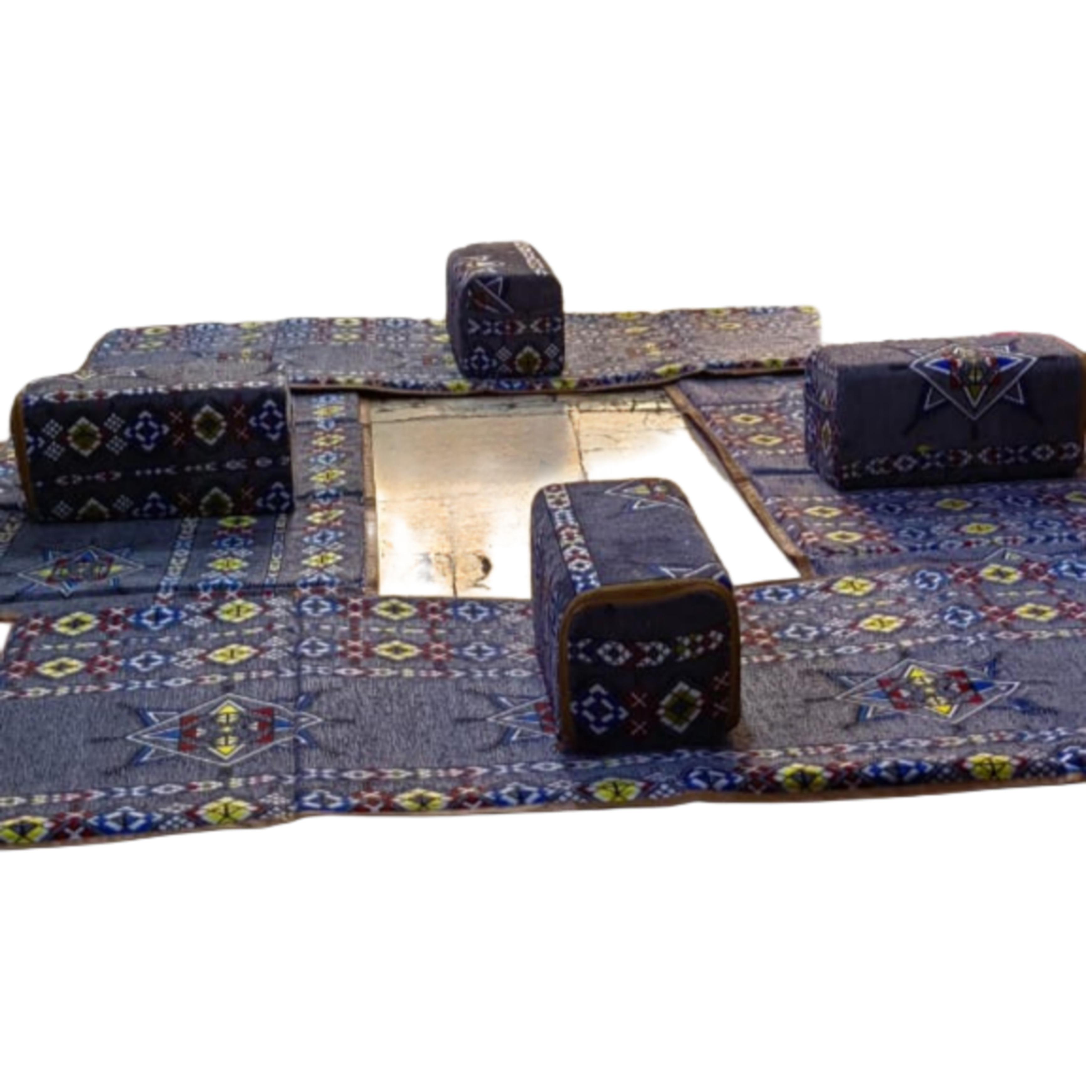 Mat with 4 Back cushions 8 Persons Gray