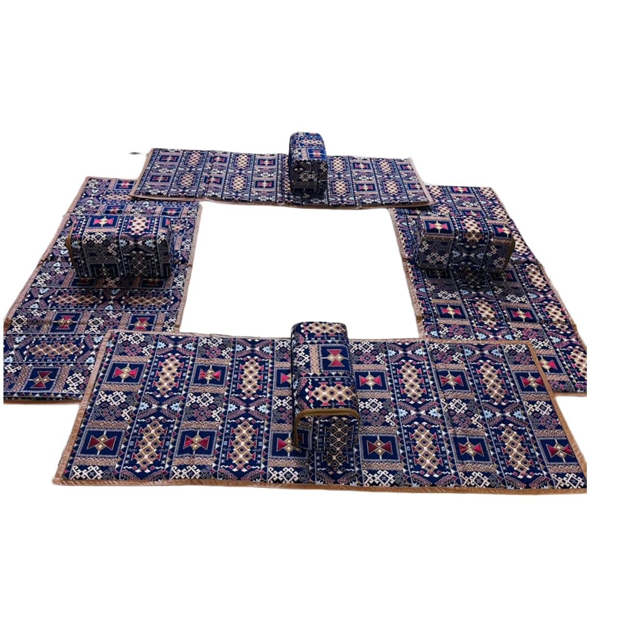 Mat with 4 Back cushions 8 Persons Blue Festive